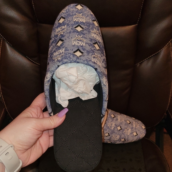 MCM Womens Vintage Blue Monogram Slides - Picture 12 of 16